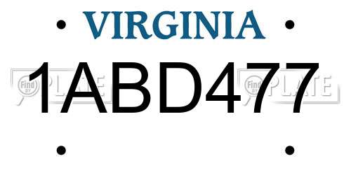 1ABD477 Virginia License Plate