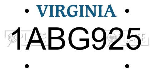 1ABG925 Virginia License Plate