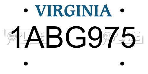 1ABG975 Virginia License Plate