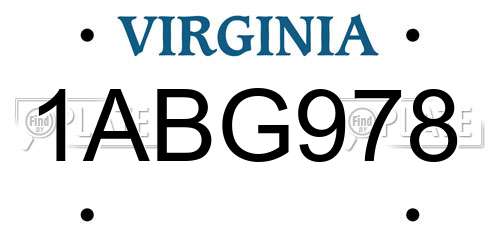 1ABG978 Virginia License Plate