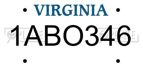 1ABO346 Virginia License Plate