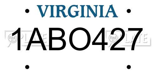 1ABO427 Virginia License Plate