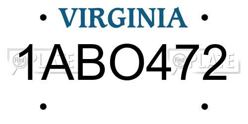 1ABO472 Virginia License Plate