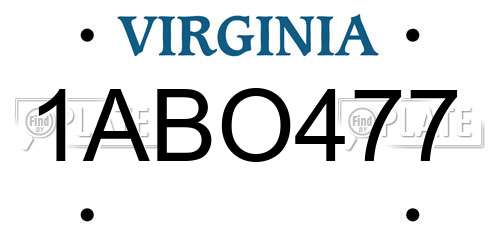 1ABO477 Virginia License Plate