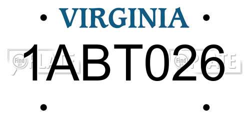 1ABT026 Virginia License Plate