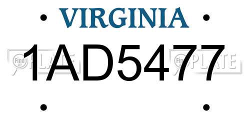 1AD5477 Virginia License Plate