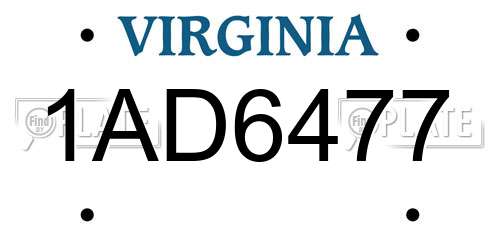 1AD6477 Virginia License Plate