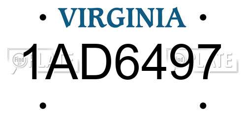 1AD6497 Virginia License Plate