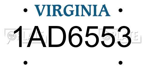 1AD6553 Virginia License Plate