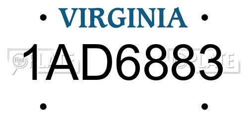 1AD6883 Virginia License Plate