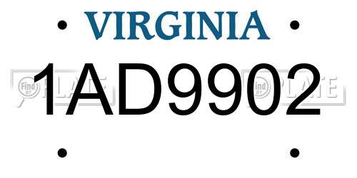1AD9902 Virginia License Plate