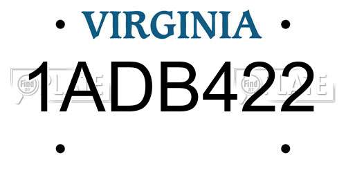 1ADB422 Virginia License Plate