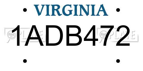 1ADB472 Virginia License Plate