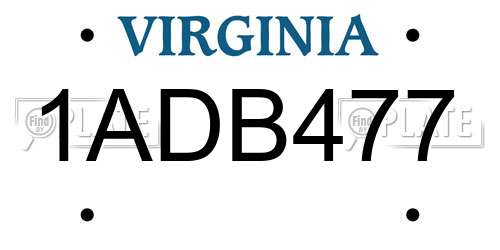 1ADB477 Virginia License Plate