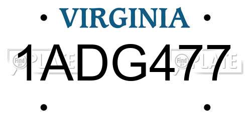 1ADG477 Virginia License Plate