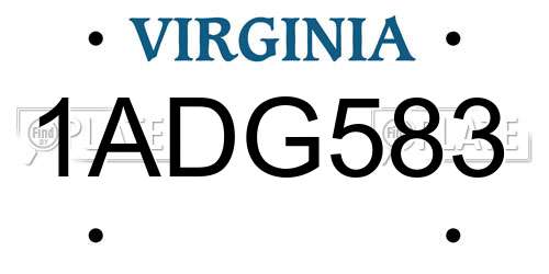 1ADG583 Virginia License Plate