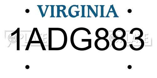1ADG883 Virginia License Plate