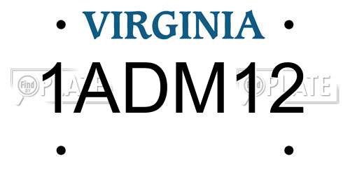 1ADM12 Virginia License Plate
