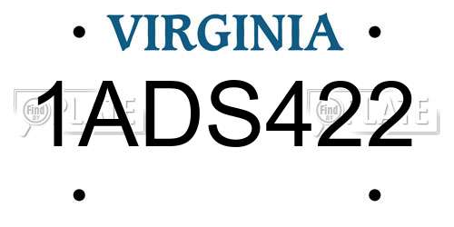 1ADS422 Virginia License Plate