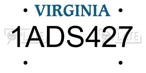 1ADS427 Virginia License Plate
