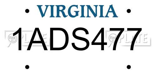 1ADS477 Virginia License Plate