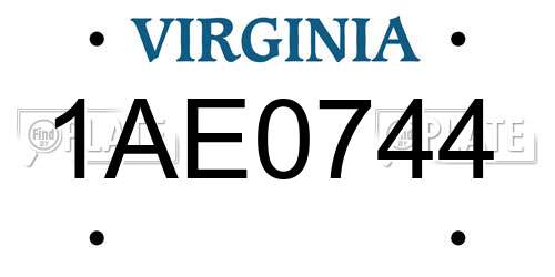 1AE0744 Virginia License Plate
