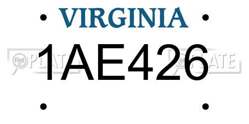 1AE426 Virginia License Plate