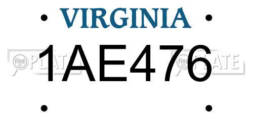 1AE476 Virginia License Plate
