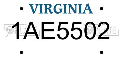 1AE5502 Virginia License Plate