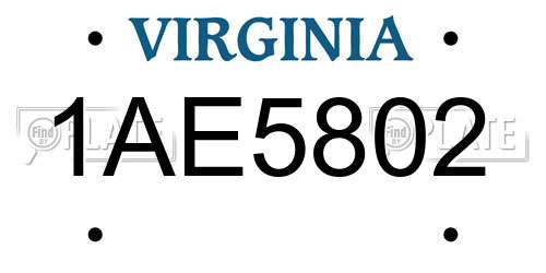 1AE5802 Virginia License Plate