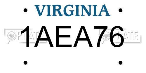 1AEA76 Virginia License Plate