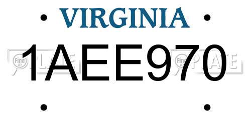 1AEE970 Virginia License Plate