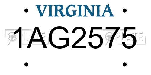1AG2575 Virginia License Plate
