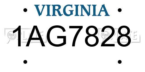 1AG7828 Virginia License Plate