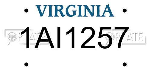 1AI1257 Virginia License Plate
