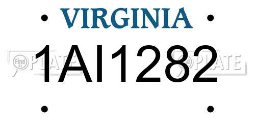 1AI1282 Virginia License Plate