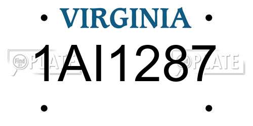 1AI1287 Virginia License Plate