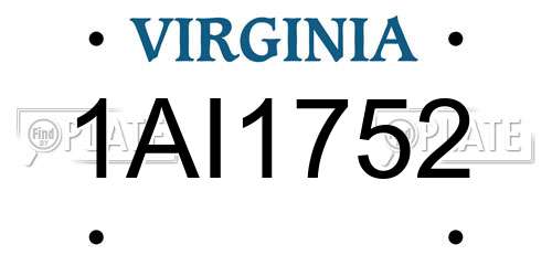 1AI1752 Virginia License Plate