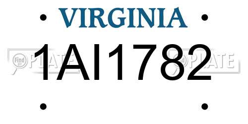 1AI1782 Virginia License Plate