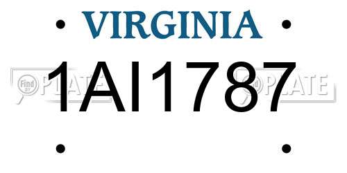 1AI1787 Virginia License Plate