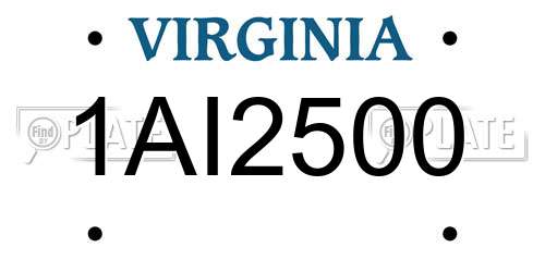 1AI2500 Virginia License Plate