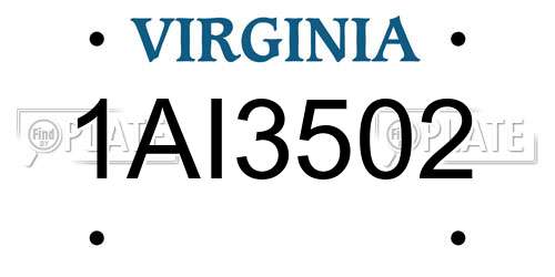 1AI3502 Virginia License Plate