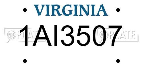1AI3507 Virginia License Plate