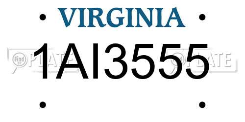 1AI3555 Virginia License Plate