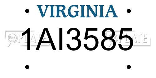 1AI3585 Virginia License Plate