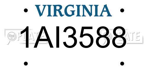 1AI3588 Virginia License Plate