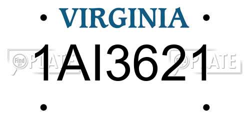 1AI3621 Virginia License Plate