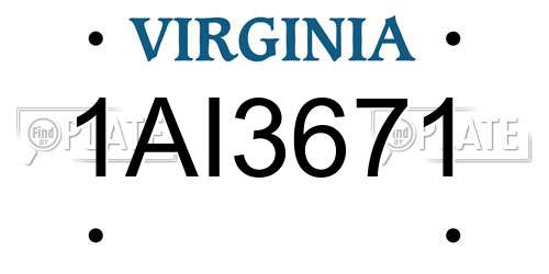 1AI3671 Virginia License Plate
