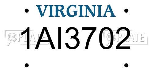 1AI3702 Virginia License Plate