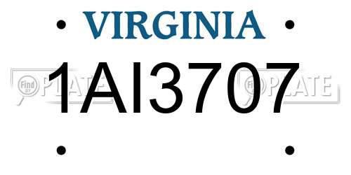 1AI3707 Virginia License Plate
